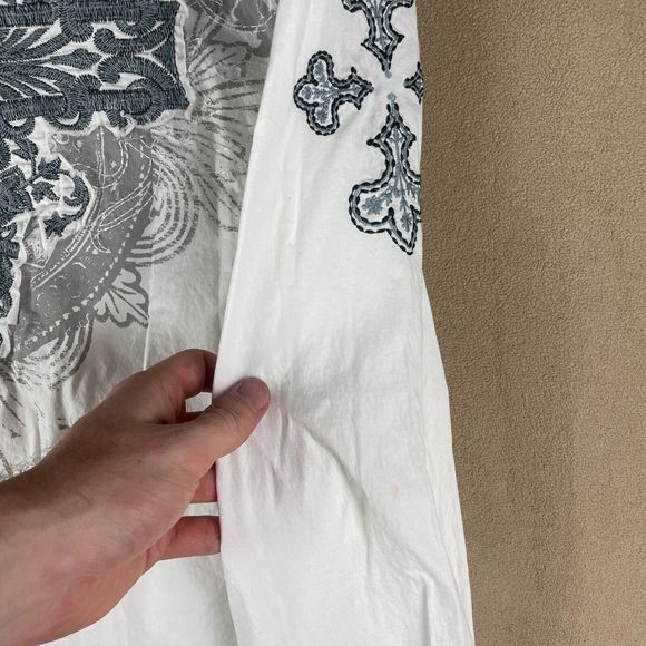 Roar Shirt Mens Extra Large White Embroidered Buckle Wings Crosses Long Sleeve - Picture 16 of 16